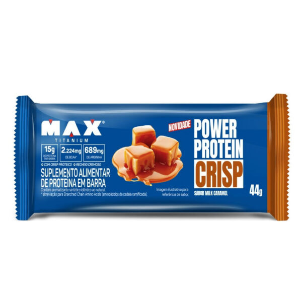 MAX Titanium em Barra Power Protein Crisp Sabor Milk Caramel 44g