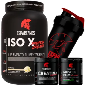 Whey Protein ISO X + Creatina + Pré-Treino + Shaker