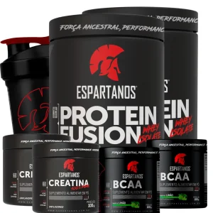 Combo Duplo Whey Protein Fusion + 2x Bcaa + 2x Creatina Pura Monohidratada+ Shaker