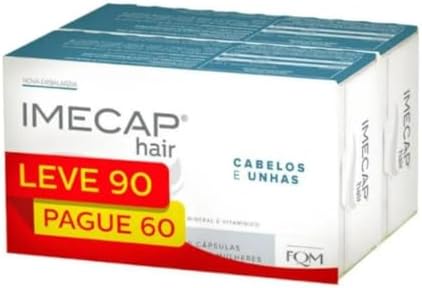 Imecap Hair Leve 90 cápsulas, Pague 60 - Vitaminas para Cabelos e Unhas com Biotina