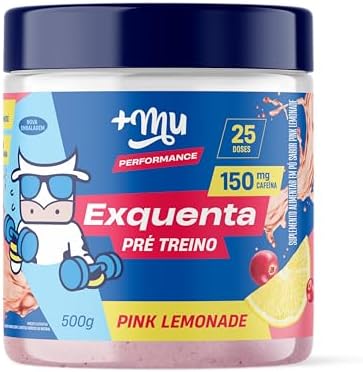 Mais Mu Pré treino, +, Exquenta, Sabor Pink Lemonade, Com Cafeína, Palatinose e Taurina – 500g