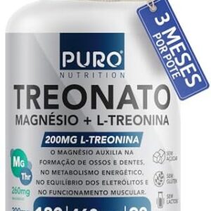 Puro Nutrition Treonato Magnésio + L-Treonina, Alto Teor de Magnésio por Porção 100 g