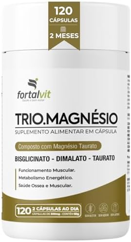 Fortalvit TRIO.MAGNÉSIO - Longa Duração: 2 Meses de Uso, Bisglicinato - Dimalato - Taurato 130 g