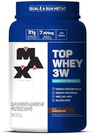 Max Titanium BR Top Whey 3W (900g) - Sabor Mais Performance - Chocolate