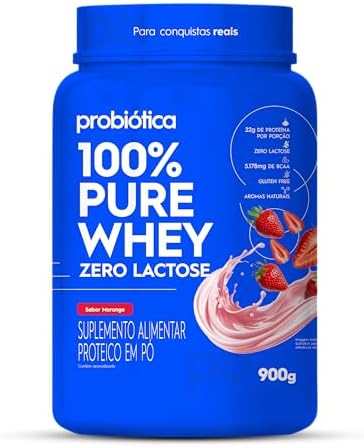 Probiótica 100% Pure Whey Zero Lactose (900G) – Morango