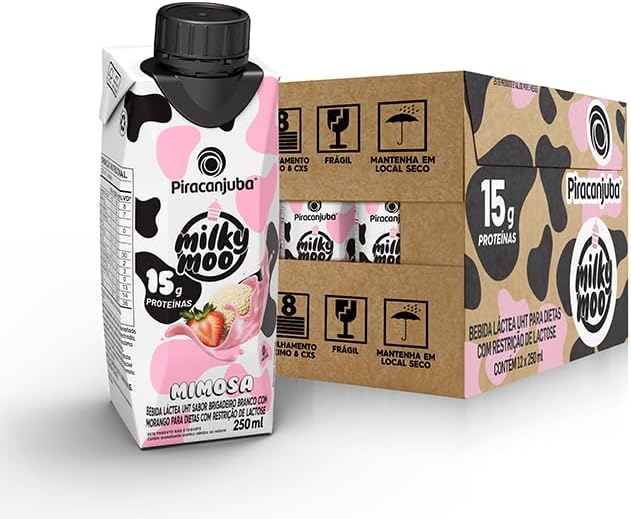 Piracanjuba Bebida Láctea Milky Moo 15g Mimosa 250ml – 12 unidades