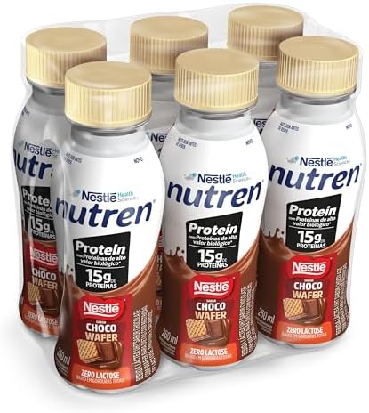 Bebida Láctea Nutren Protein 15g de proteínas Chocowafer 260ml – Pack com 6 unidades