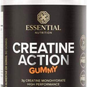 Essential Nutrition Creatina Action Gummy - 60 Gomas Sabor Laranja, Suplemento com