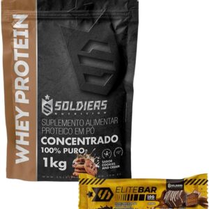 Soldiers Nutrition Kit: Whey Protein 1Kg Cookies + Barrinha Elitebar