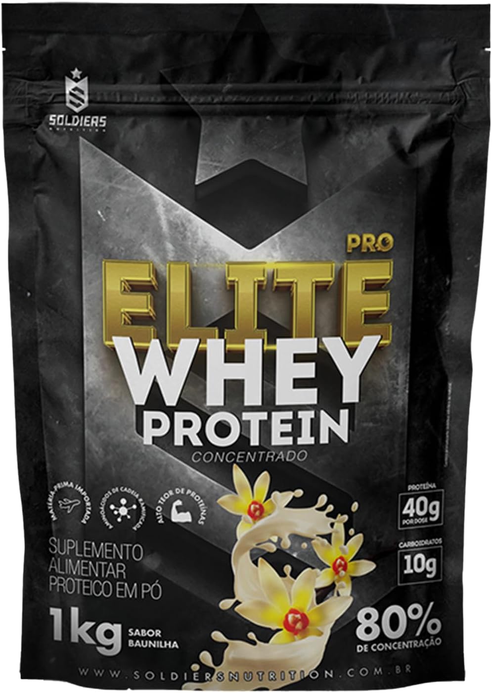 Soldiers Nutrition Elite Pro Whey Protein Concentrado 80% – Baunilha – 1kg