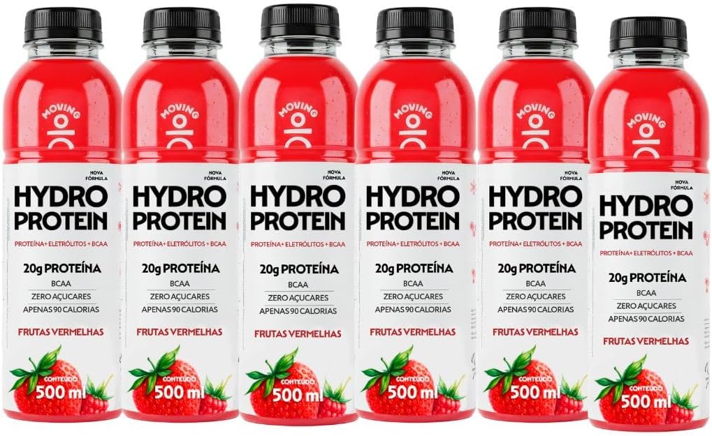 Combo 6 Moving Hydro Whey Protein 500ml Frutas Vermelhas