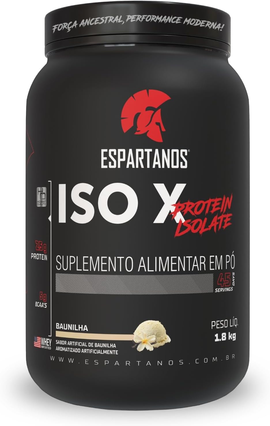 Espartanos Whey Protein ISO X 100% Pure Isolate Baunilha 1,8kg