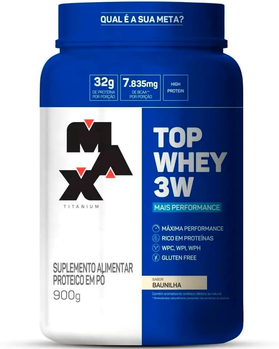 Max Titanium Top Whey 3W Mais Performance – 900G Baunilha