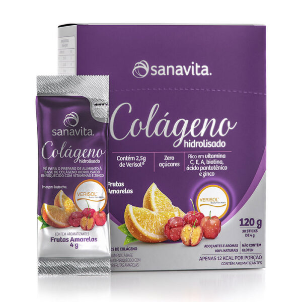 Sanavita Colágeno Verisol frutas amarelas 4g 30 unidades