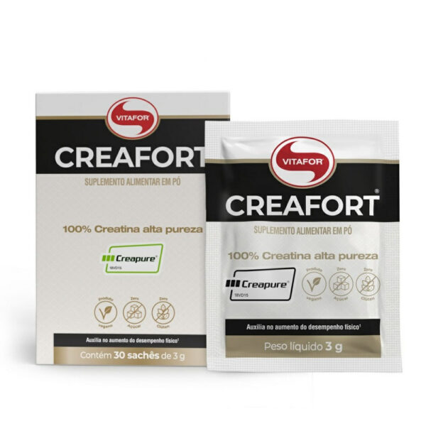 Vitafor Creafort 100% Creatina Alta Pureza 30 Sachês de 3g Cada