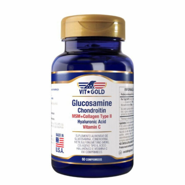VIT GOLD Glucosamine, Chondroitin, MSM, Collagen Type II, Hyaluronic Acid & Vitamin C 60 Comprimidos