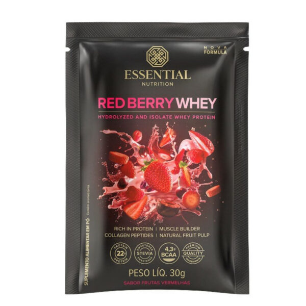 Essential Nutrition Red Berry Whey Sabor Frutas Vermelhas 30g