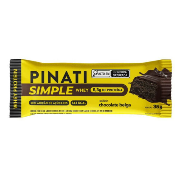 Pinati Barra Proteica Simple Whey Chocolate Belga com Whey Protein e 6,3g de Proteína 35g