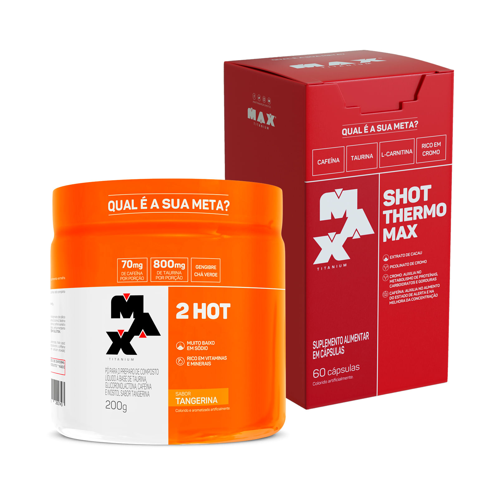 Max Titanium Kit Termo Pack 2Hot 200g + Shot Thermo 60 capsulas