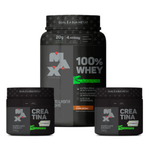 Max Titanium Kit Mais Garra 100% Whey + Pack 2x Creatina Creapure