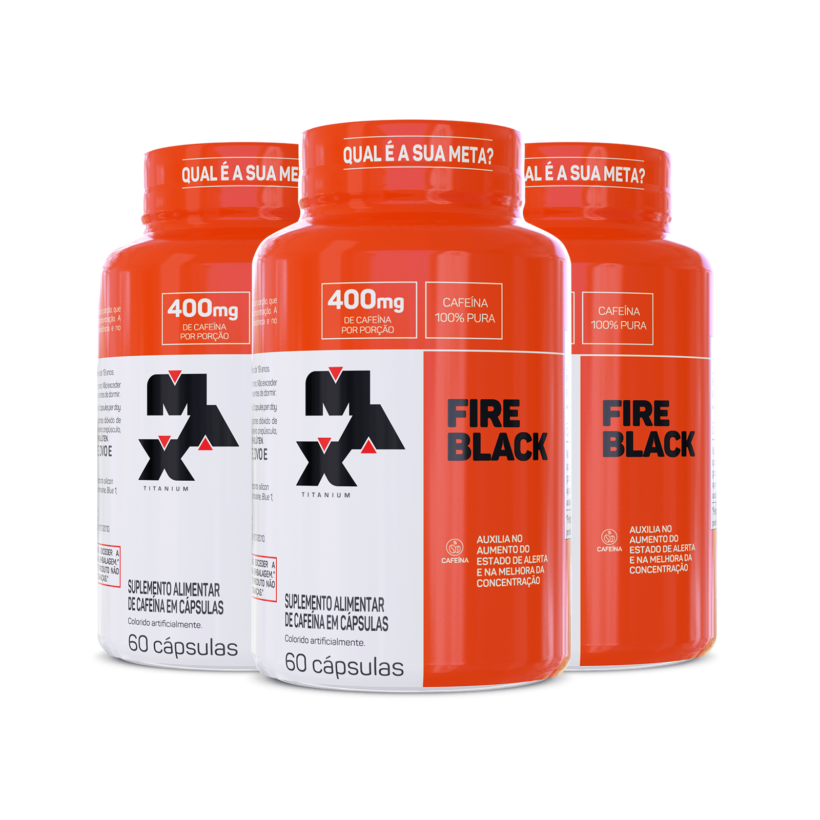 Max Titanium Pack 3x Termogênicos Fire Black 60 capsulas