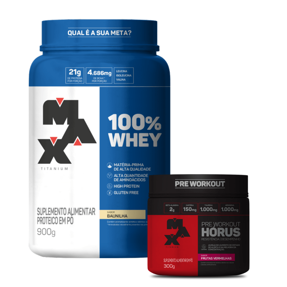 Max Titanium Kit Intensidade 100% Whey 900g + Horus 300g