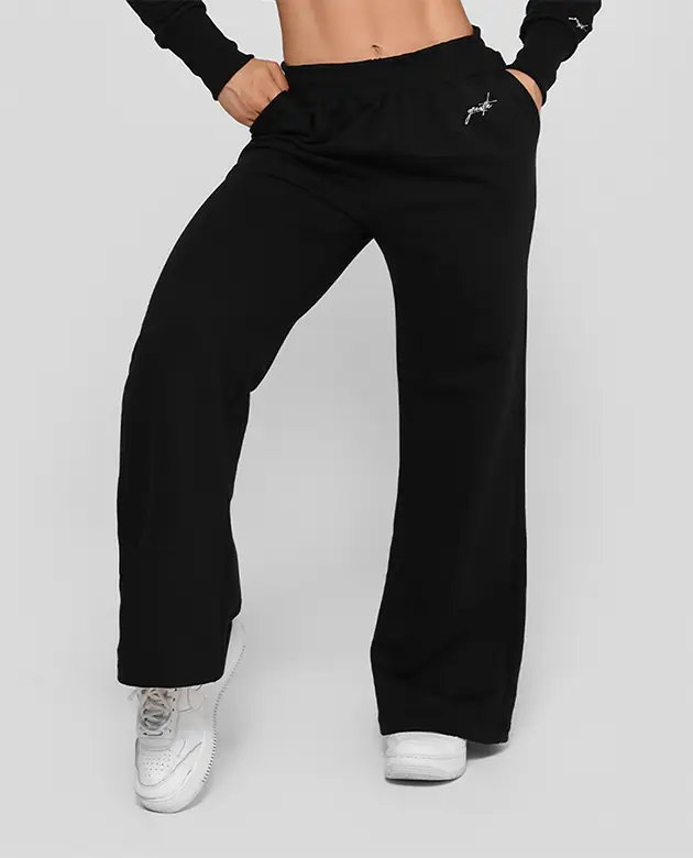 Calça Wide Leg Moletom Growth Preto