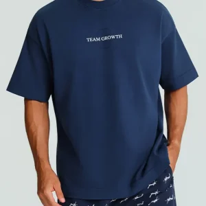 Camiseta Growth Oversized Always Earned azul marinho