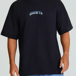 Camiseta Growth Oversized Duo Logo Azul com cinza