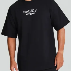 Camiseta Oversized Growth Work Hard Preto