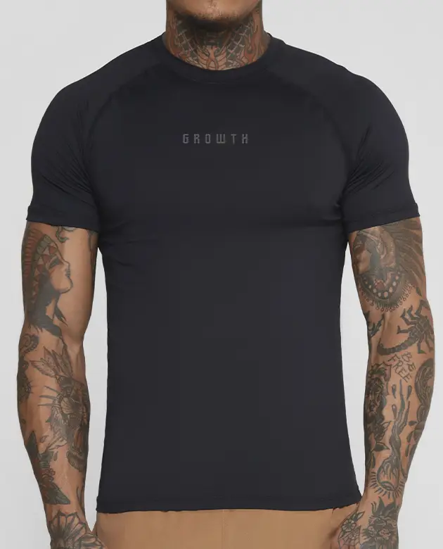 Camiseta Preta Manga Curta Termica Segunda Pele Growth Under