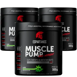 Kit 3x Pré Treino Muscle Pump Pre Workout 300g Espartanos Limão