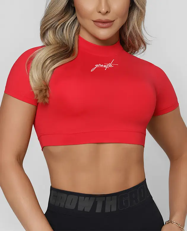 Cropped Sense Manuscrito Vermelho Coral