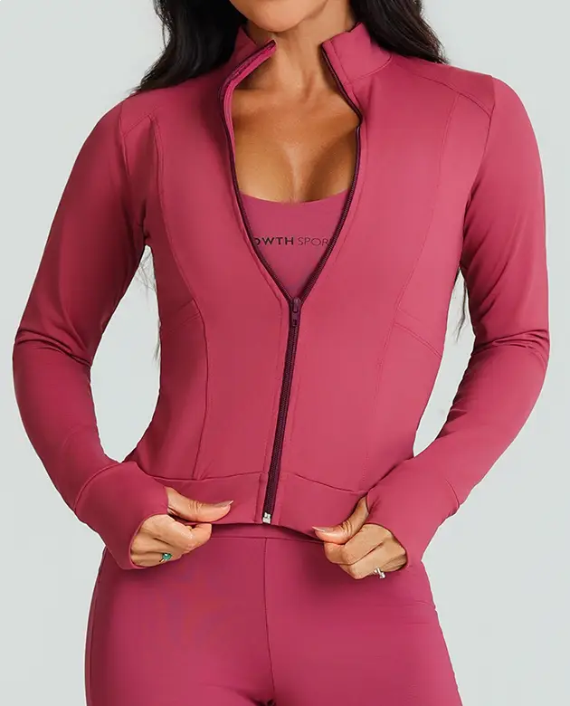 Jaqueta Growth Ziper e Bolsinhos Rose