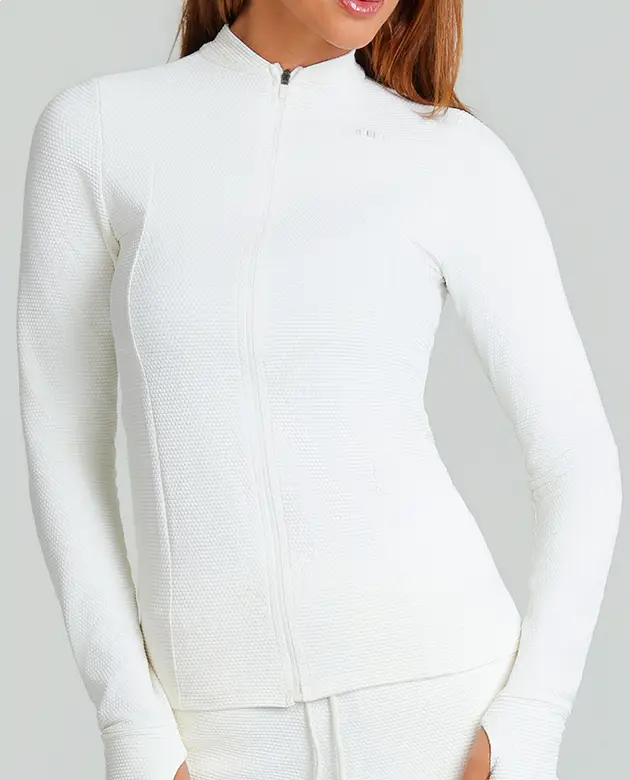 Jaqueta Growth Ziper Malha Texturizada Off White