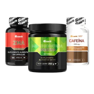 Kit Iniciantes: Cafeína 200mg 120 comp, ZMA 120 caps e Creatina Monohidratada 250g