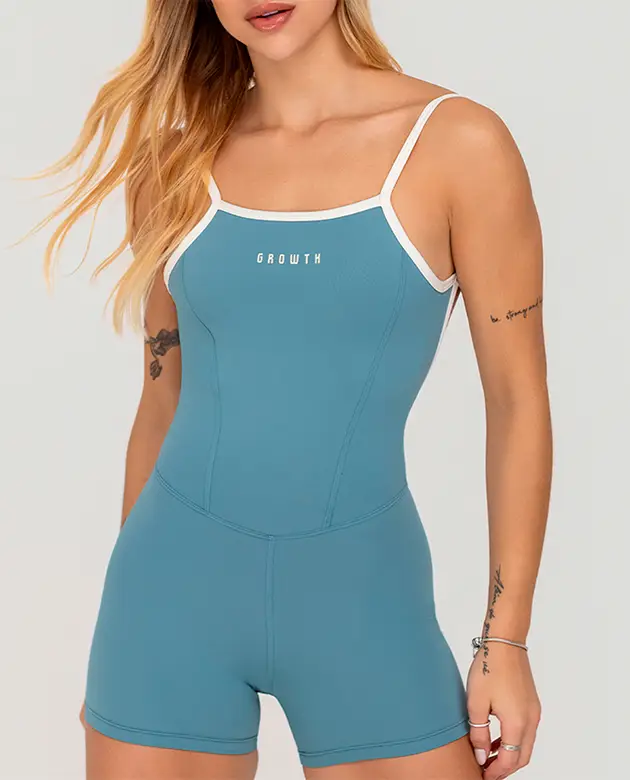 Macaquinho Growth Vies Contrastante Azul Com Off