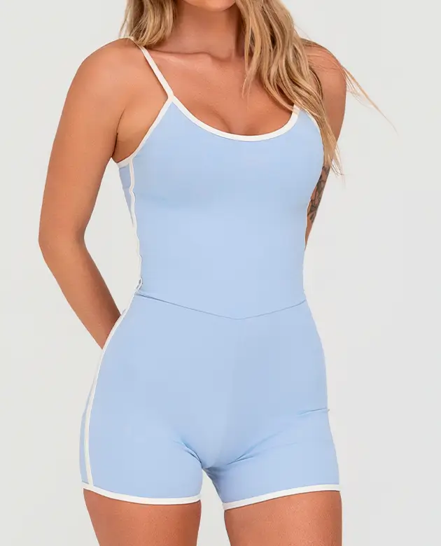 Macaquinho Growth Vivo Contrastante e Alcinha Azul Claro