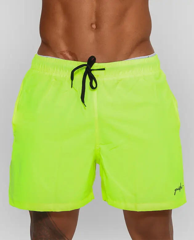Short Banho Growth Manuscrito Amarelo Neon