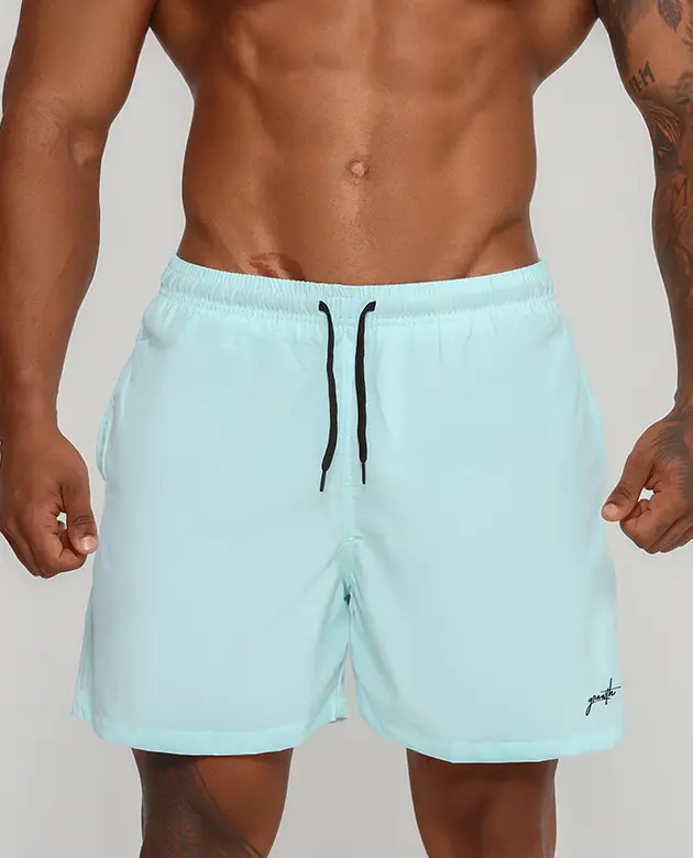 Short Banho Growth Manuscrito Azul Turquesa