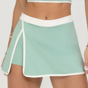 Short Saia Growth Vies Contrastante Verdinho Com Off